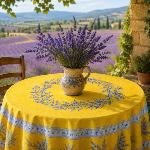 Nappe Ronde Provençale Jaune 180 cm motif «Valensole»