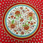 Nappe Ronde Provençale 180 cm motif «Gordes» coloris Rouge