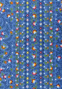 Galon Découpé Tissu de Provence 100% coton Laize 14 cm Bleu "Mini Fleurs