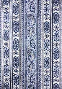 Tissu Provençal 100% coton en bande Laize 170 cm Bleu/Blanc