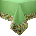 Nappe Carrée Coton Vert Amande galon Provençal "Champêtre"
