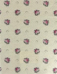 Tissu 100% coton Laize 148 cm Maïanenco écru motif fleurettes
