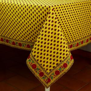 Nappe Carrée 160x160 cm Provençale Jaune motif Sixties