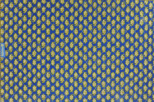 Set de table réversible coton motif Lotus Bleu et uni Jaune
