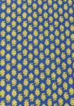 Coupon Tissu Provençal Bleu motif Lotus 1,50 x 0,60 m