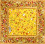 Tapis carré Provençal Jaune motif Champêtre 75x75 cm