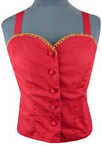 Bustier à lacet Mimosa uni rouge avec galon