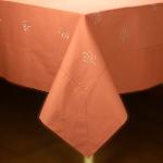 Nappe Carrée Coton Brodée "Lubéron" coloris Terracotta