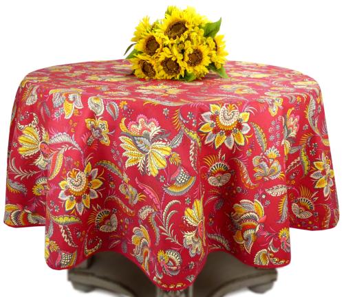 Nappe Ronde Rouge 160 cm joli motif Provençal "Inola