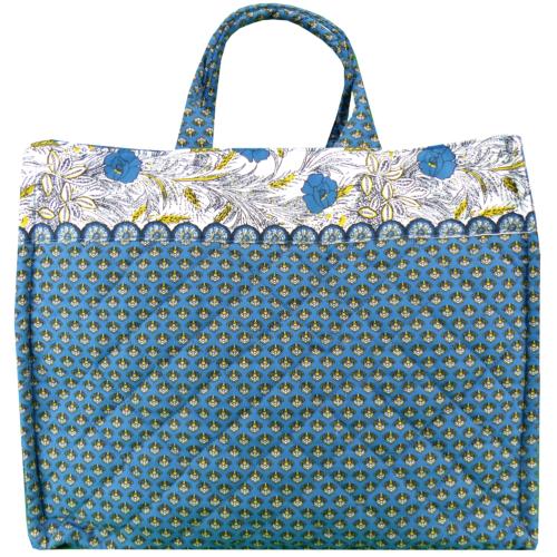 Sac Provençal Matelassé Cabas Dentelle Bleu