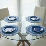 Set de table matelassé Octogonal 35X35 Bleu motif Gordes