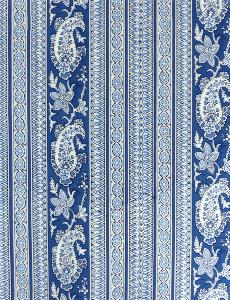 Tissu Provençal Galon 100% coton Laize 148 cm Bonis bleu Cocagne