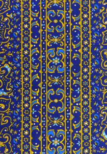 Galon Découpé Tissu de Provence 100% coton Laize 14 cm Bleu "Cachemire