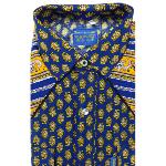 Chemise provençale Gardian bleue motif Lotus