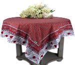 Nappe Carrée Rouge joli motif Provençal "Dentelle"