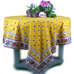 Nappe Carrée Coton Jaune motif Provençal "Fleurettes"