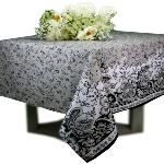 Nappe Enduite Rectangulaire Grise motif "Champêtre"