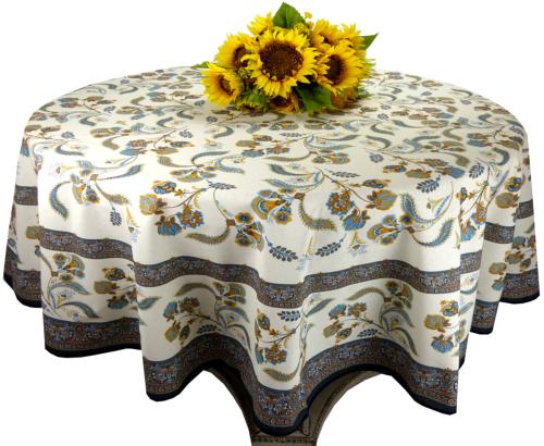 Nappe Ronde Bleue 180 cm joli motif Provençal "Bastide
