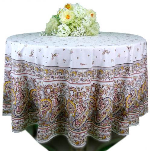 Nappe Ronde Provençale 180 cm motif «Bagnols» couleur Perle