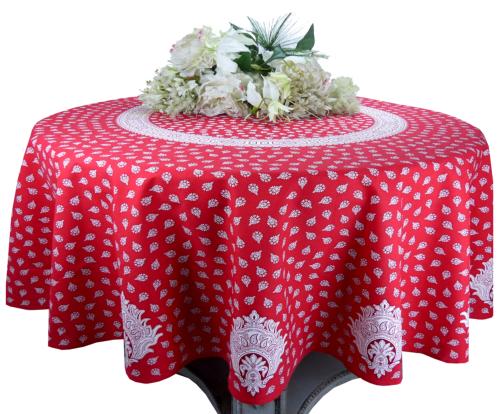 Nappe Rose Freesia 180 cm joli motif Provençal "Indianaire