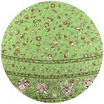 Nappe Ronde Verte 180 cm joli motif Provençal "Champêtre