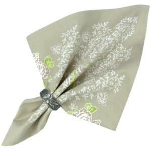 Serviette de table tissu Provençal écru motif vert