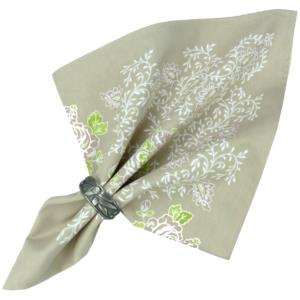 Serviette de table 45x45 cm Ecru/Vert motif Campano
