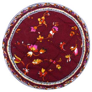 Sous verre tissu matelassé 12 cm rouge motif Champêtre