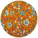 Sous verre tissu matelassé 12 cm orange motif Printemps