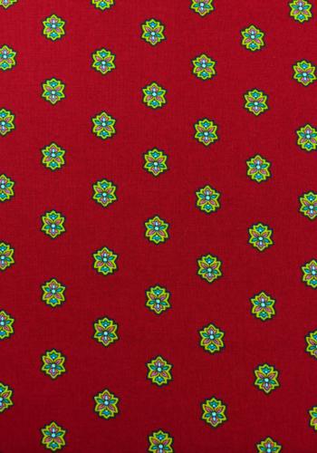Coupon Tissu Provençal Rouge motif Camélias 1,35 x 0,50 m
