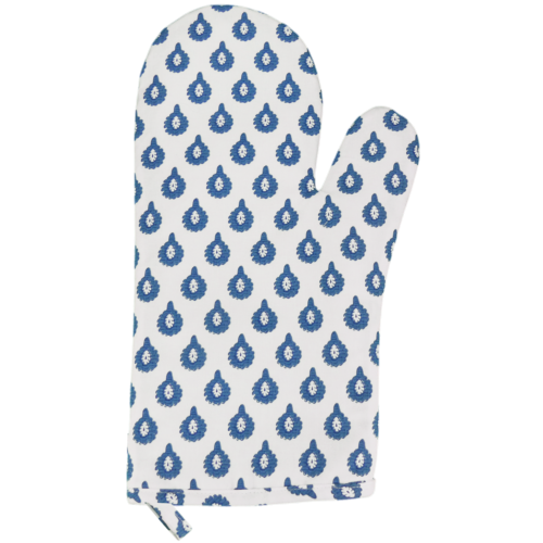 Gant de cuisine en tissu Provençal Blanc motif Indianaire