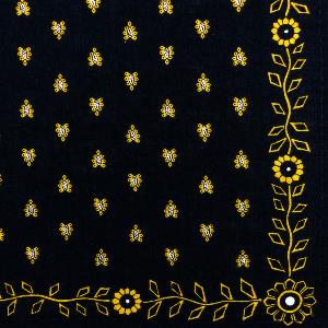 Foulard Provençal Manade noir abeilles 80x80 cm