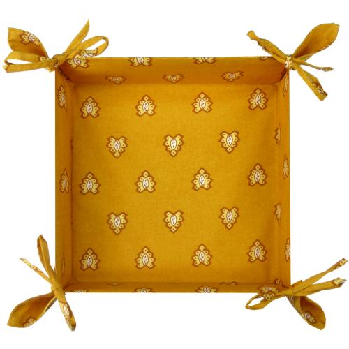 Panière à pain Ocre en tissu Provençal motif Roussillon