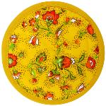 Sous verre tissu matelass 12 cm Jaune motif Champtre