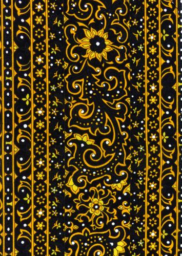 Bande Galon découpé 12 cm Tissu Noir/or motif Cachemire
