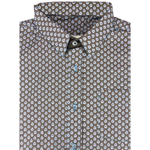 Chemise manches longues couleur Taupe motifs Ampo