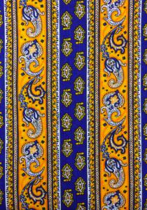 Tissu Provençal 100% coton Laize 150 cm Jaune et Bleu "Lotus