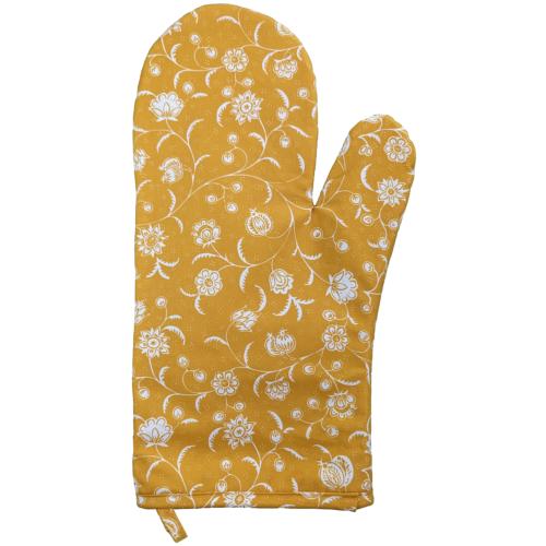 Gant de cuisine en tissu Provençal Jaune Ocre motif Flors