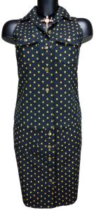 Jupe Jean Mi-Longue Droite Noire motif "Abeilles" - Marion