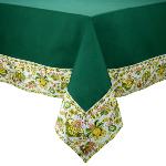 Nappe Carrée Coton Verte galon Provençal "Champêtre"