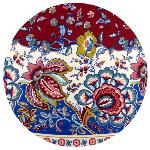 Nappe Ronde Rouge 180 cm joli motif Provençal "Champêtre